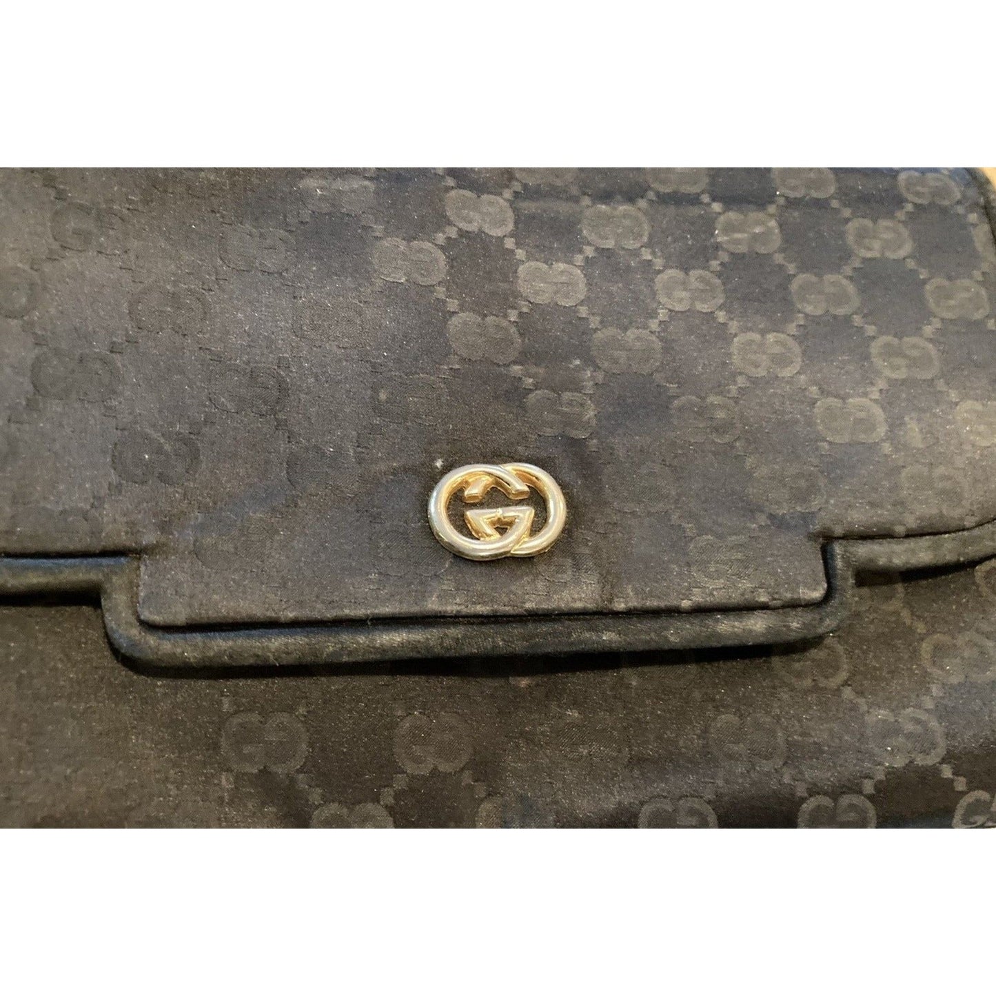 , one of a kind, Gucci, black Guccissima print silk over leather, two-way style bag with a gold chain link, removable strap