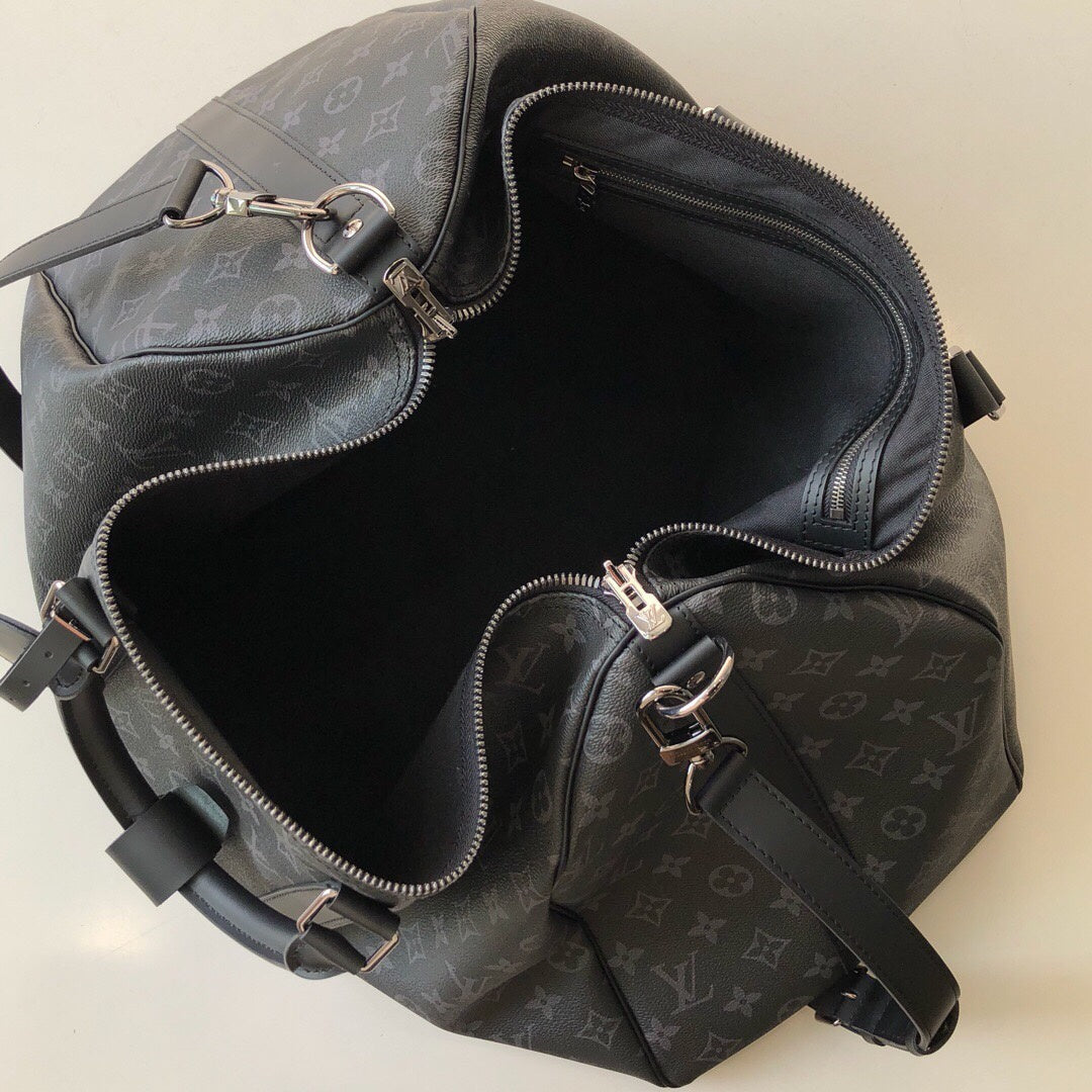 Top Quality Keepall Bandouliere 55 Monogram Eclipse Canvas For Men, Bags, Travel Bags 21.7in/55cm Top Quality M40605