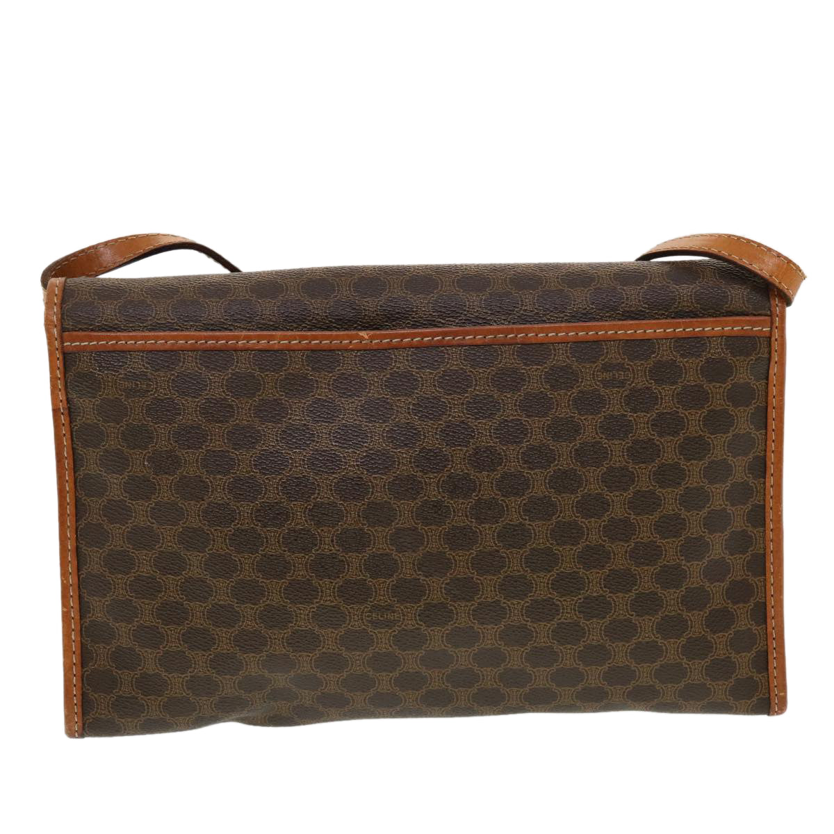Luxury CELINE Macadam Canvas Shoulder Bag PVC Leather Brown  43566