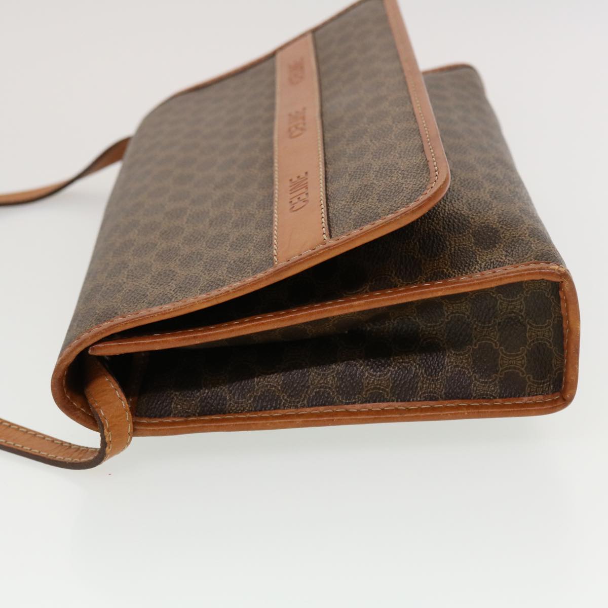 Luxury CELINE Macadam Canvas Shoulder Bag PVC Leather Brown  43566