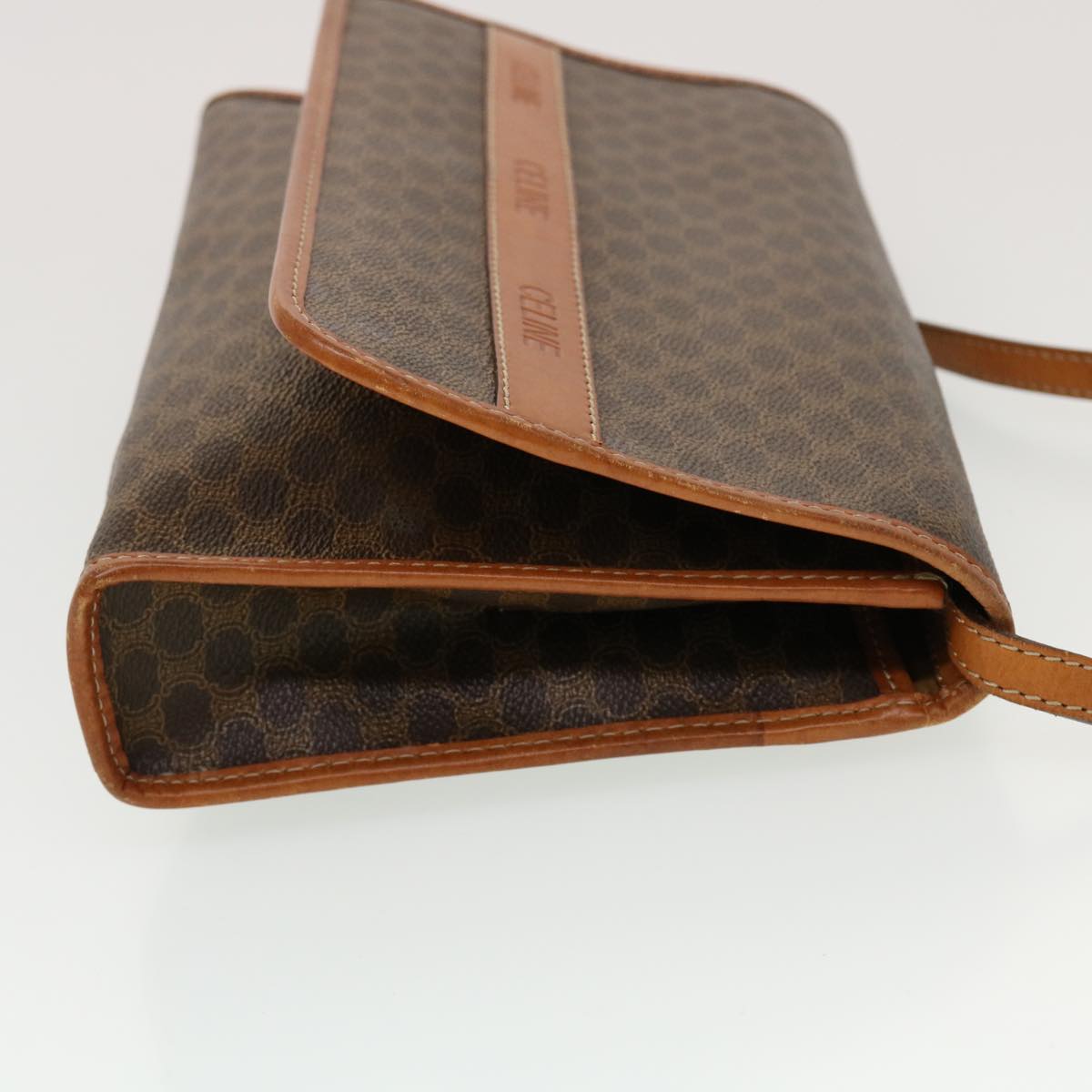 Luxury CELINE Macadam Canvas Shoulder Bag PVC Leather Brown  43566
