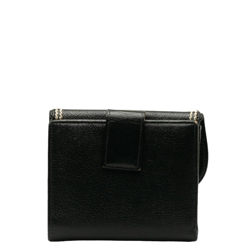 Double Folded Wallet Black Leather Ladies Dior