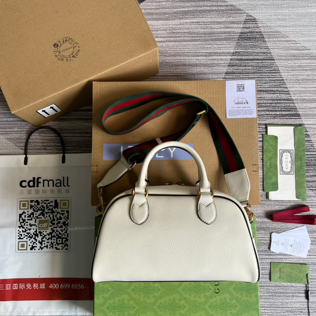 gg x Adidas Mini Duffle Bag White For Women, Women’s Bags 12in/32cm gg 702397 U3ZCT 8727