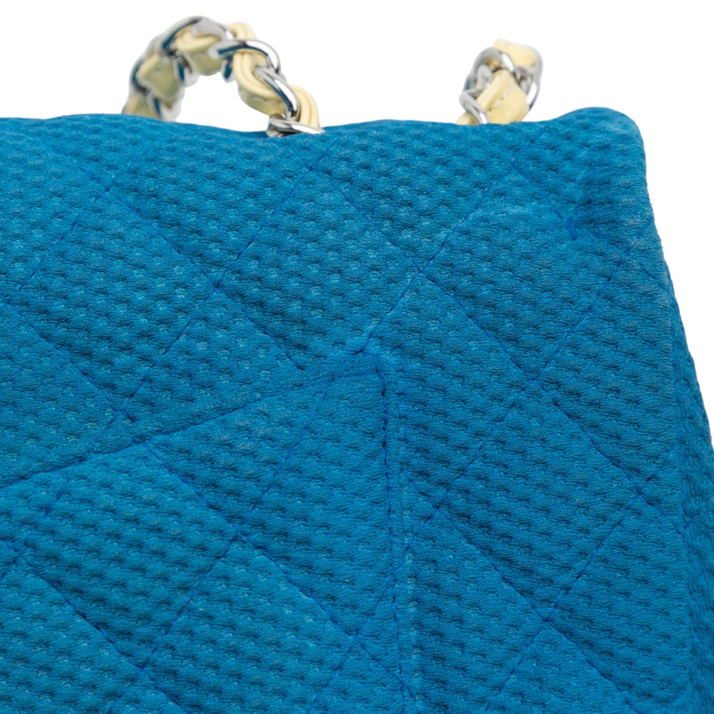Blue Chanel Medium Quilted Perforated Jersey Single Flap Shoulder Bag