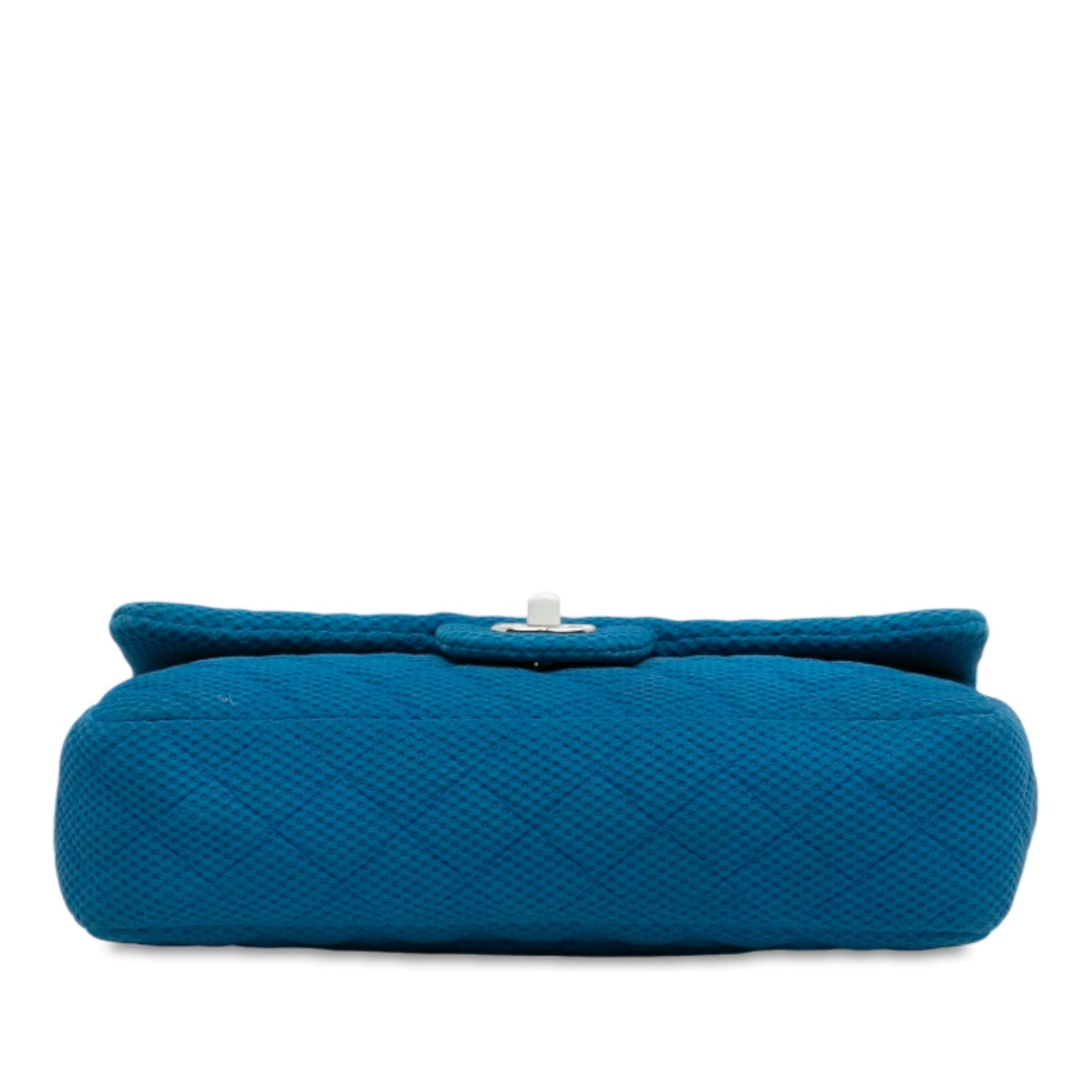 Blue Chanel Medium Quilted Perforated Jersey Single Flap Shoulder Bag