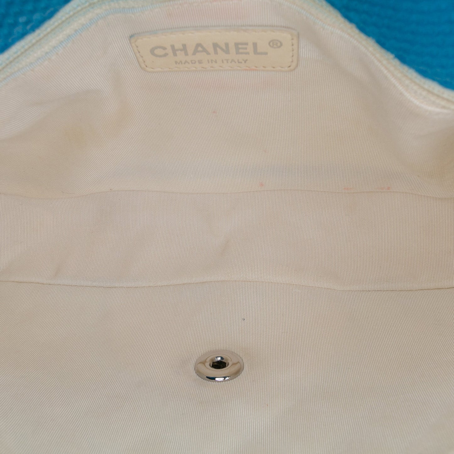 Blue Chanel Medium Quilted Perforated Jersey Single Flap Shoulder Bag