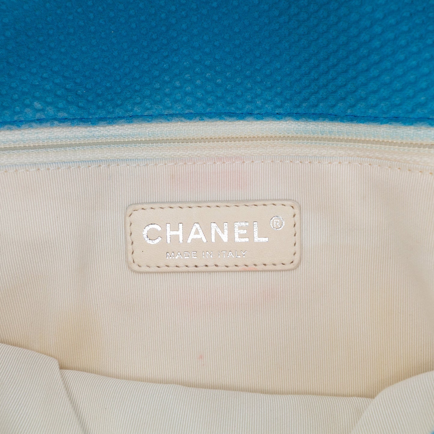 Blue Chanel Medium Quilted Perforated Jersey Single Flap Shoulder Bag