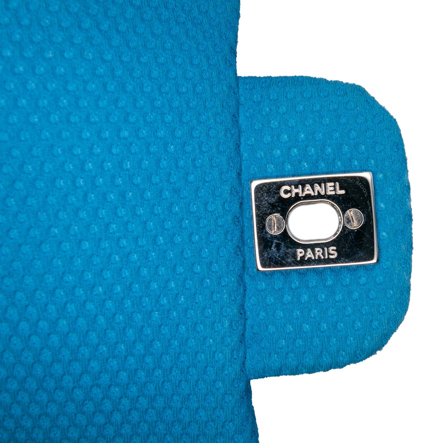 Blue Chanel Medium Quilted Perforated Jersey Single Flap Shoulder Bag