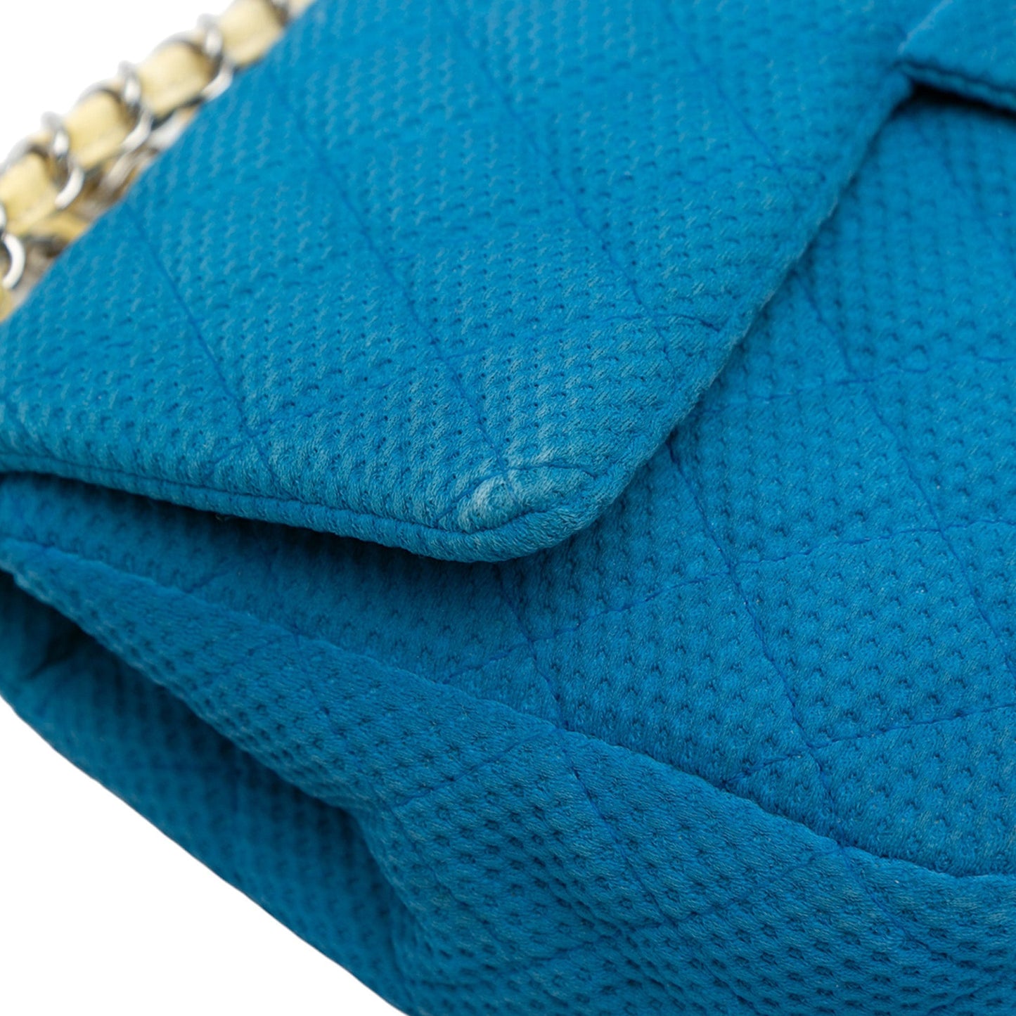 Blue Chanel Medium Quilted Perforated Jersey Single Flap Shoulder Bag