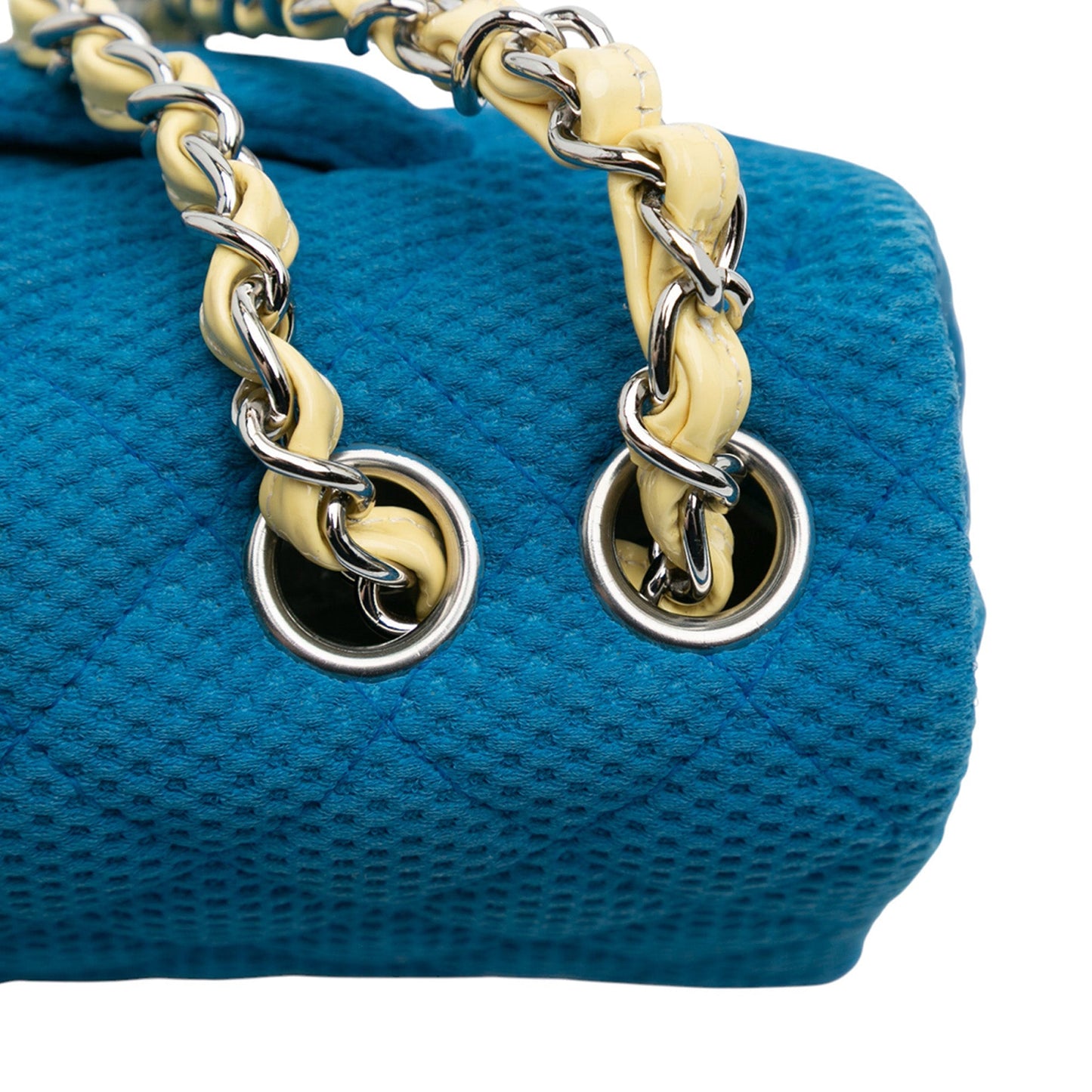Blue Chanel Medium Quilted Perforated Jersey Single Flap Shoulder Bag