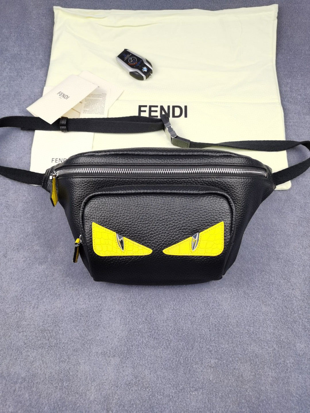 Top QualityTop Quality Little Monster Belt Bag Black/Yellow For Men, Men’s Bags 7.9in/20cm FF