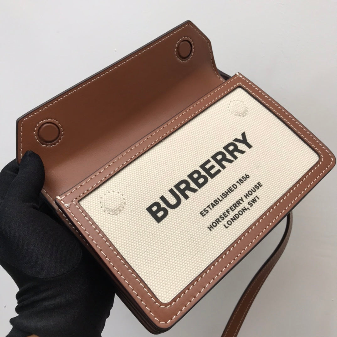 Top Quality Mini Horseferry Print Title Bag With Pocket Detail Malt Brown For Women, Bags 7.5in/19cm 80146111