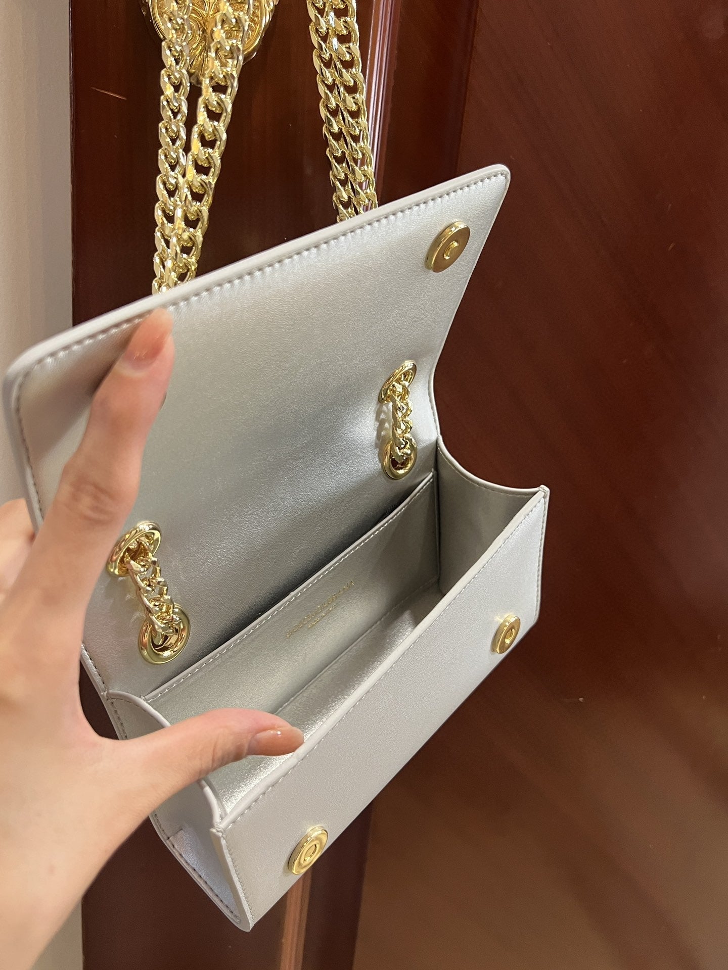 Top Quality Polished 3.5 Phone Bag Silver For Women 7.3in/19cm Top Quality
