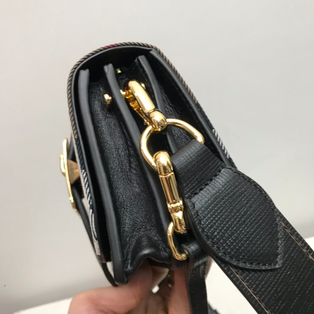 Top Quality Small Bridle Ho Check And Buckle Crossbody Black For Women, Bags 7.8in/20cm