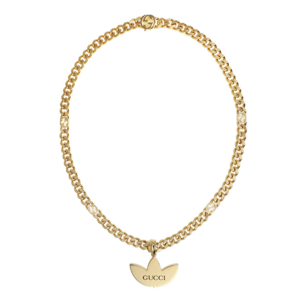 Gucci Adidas Collaborative necklace trophy chain g black 50cm pendant ladies men accessories
