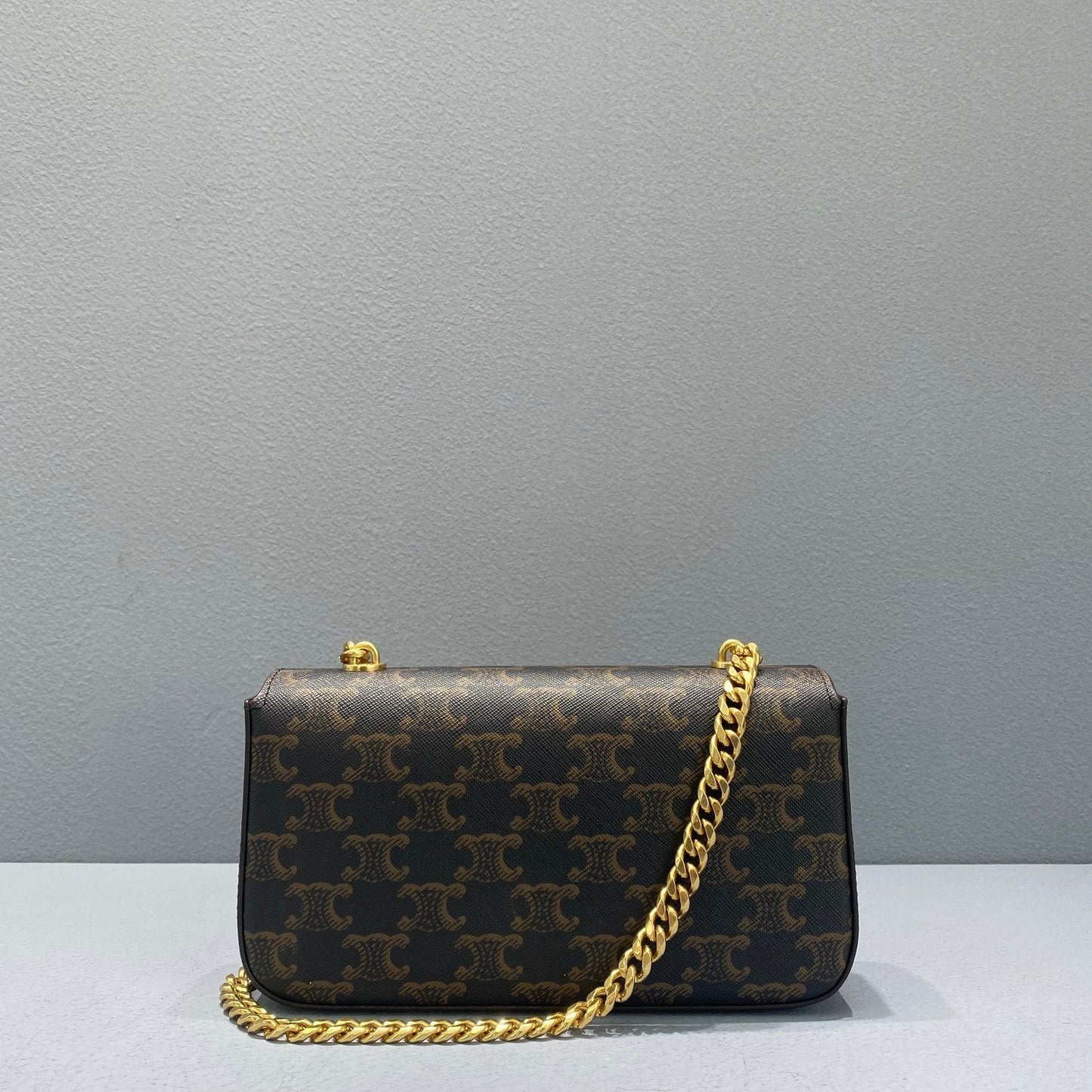 Top Quality Chain Shoulder Bag Triomphe In Triomphe Canvas Brown For Women 8in/20.5cm 197992DQW.04LU
