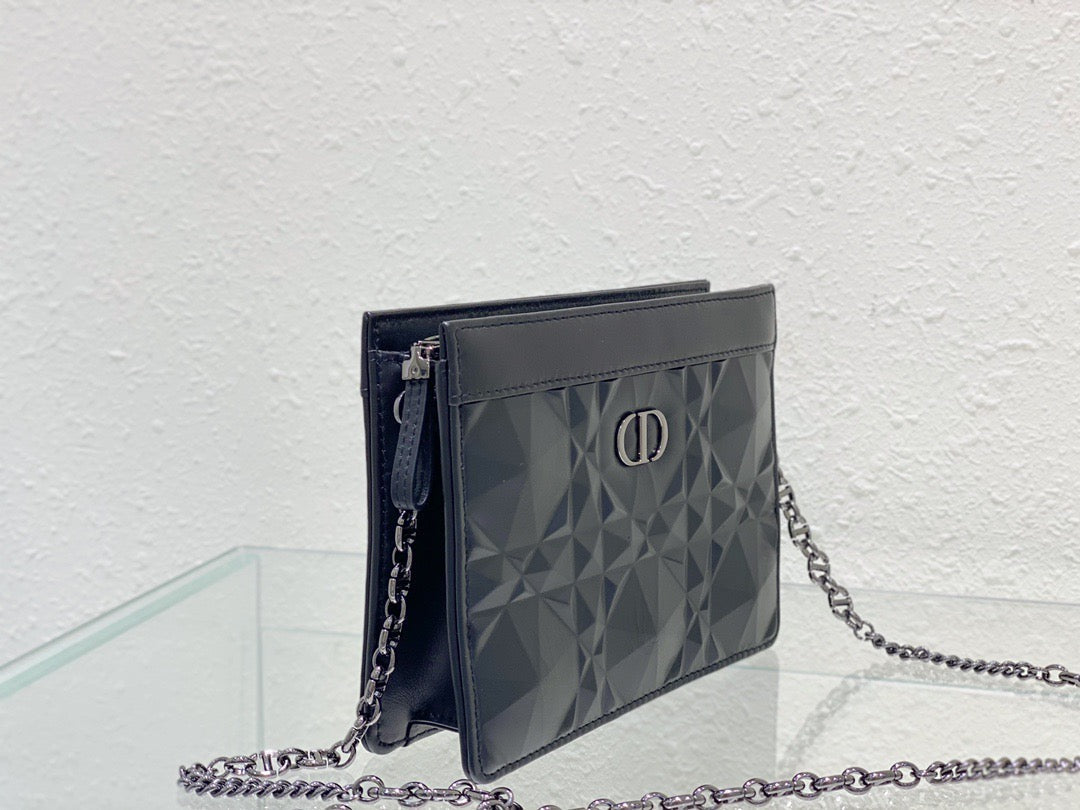 Top Quality Caro Zipped Pouch With Chain Black, For Women, Womens Handbags 7.5in/19cm CD S5106BNEM_M900