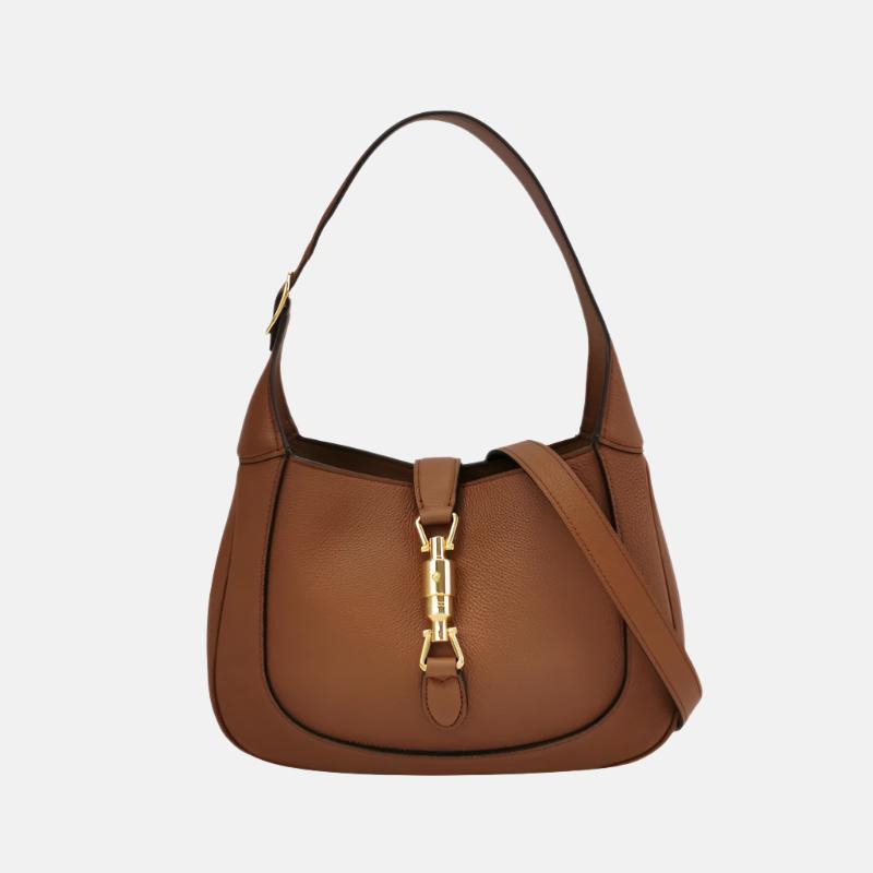 Gucci Jackie 1961 Tan Brown Pebbled Leather Bag Small