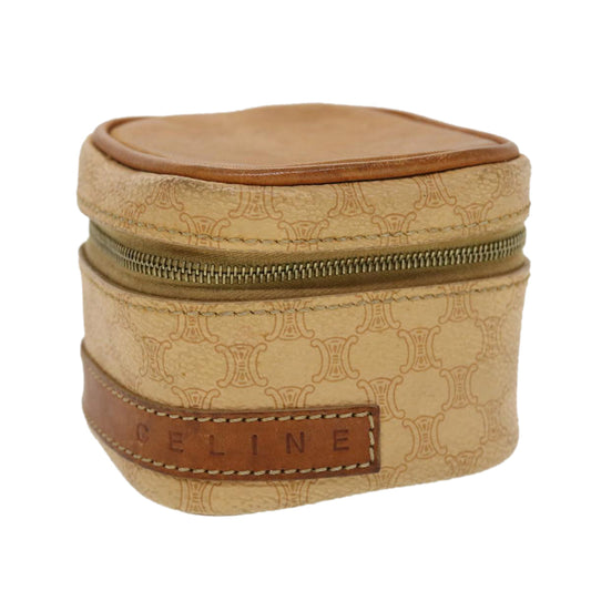 Luxury CELINE Macadam Canvas Pouch PVC Leather Beige  44512