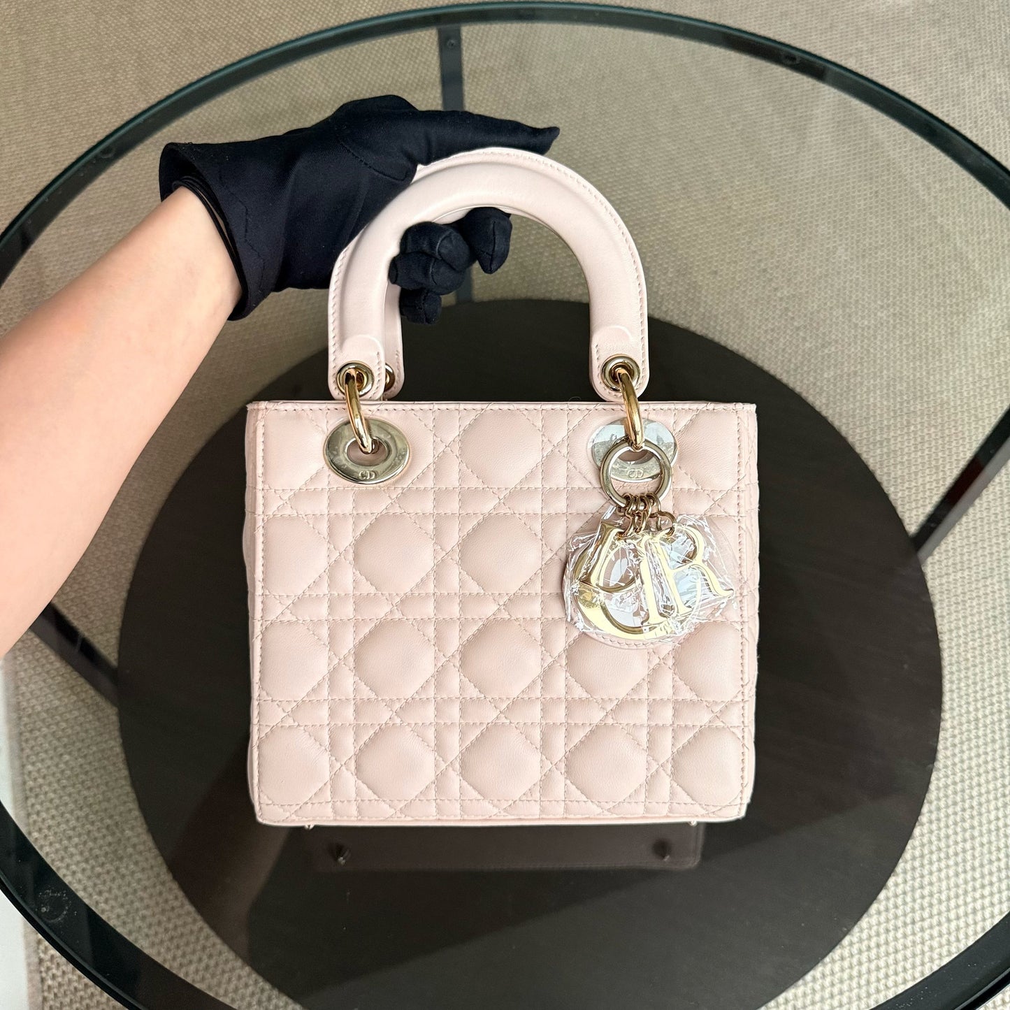 Dior Lady Small ABC Flap - Cannage Lambskin Powder Pink Gold Hardware MyABC