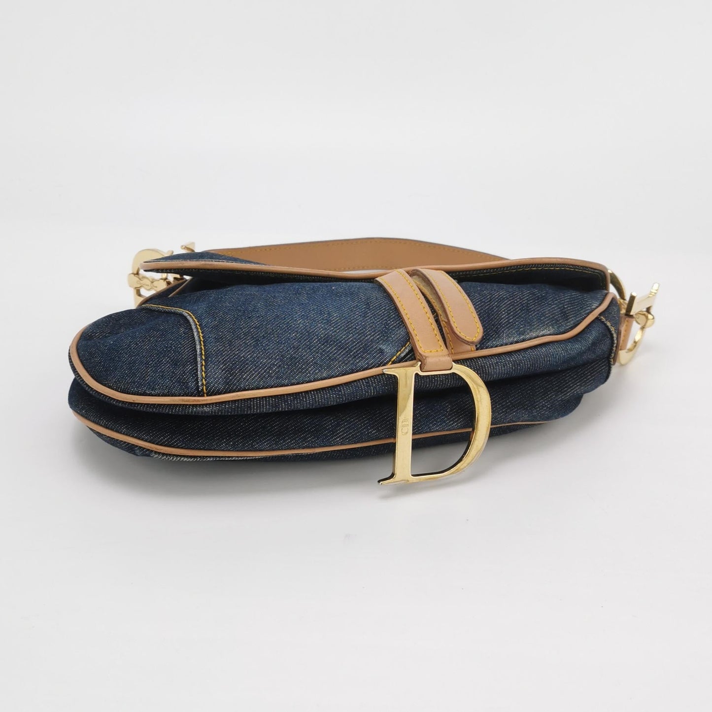 Dior Saddle   Navy Denim with Silk Lining and Leather Trim