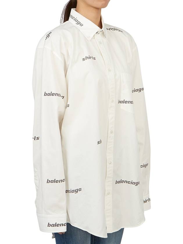 Luxury Balenciaga Trending 2025 Printed Logo Allover Cotton Long Sleeve Shirt White