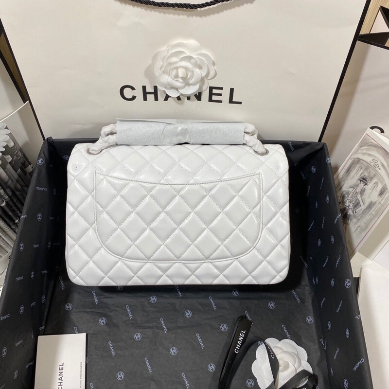 CHLLarge Classic Handbag Silver Hardware White For Women Handbags, Shoulder Bags 11.8in/30cm