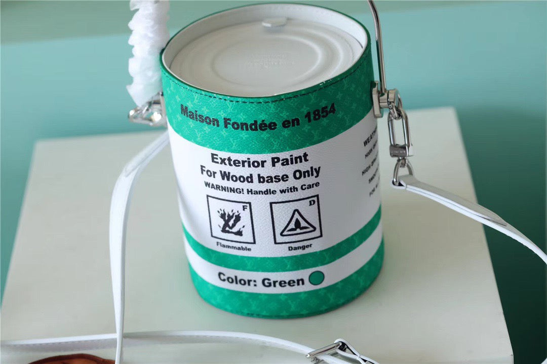 Top Quality Paint Can Coated Canvas By Virgil Ablohs Green For Women, Womens Bags, Shoulder And Crossbody Bags 6.7in/17cm Top Quality M81592