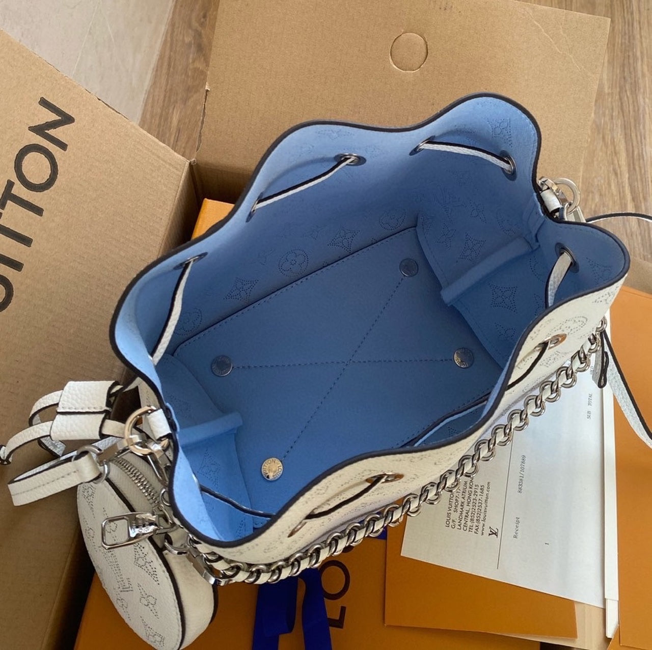 Top Quality Bella Bucket Bag Light Blue For Women,  Shoulder And Crossbody Bags 7.5in/19cm Top Quality M57856