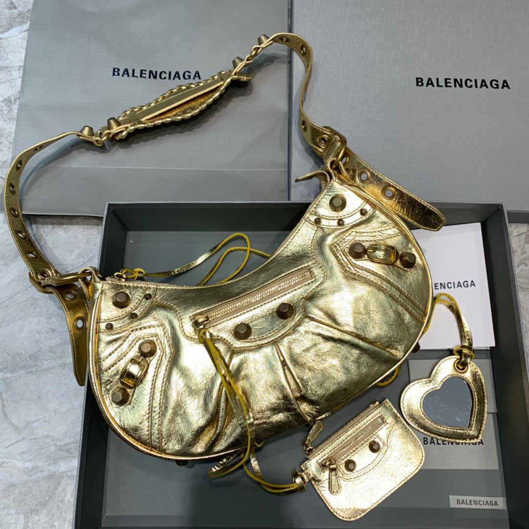 Top Quality Le Cagole XS Shoulder Bag In Gold, For Women,  Bags 13in/33cm