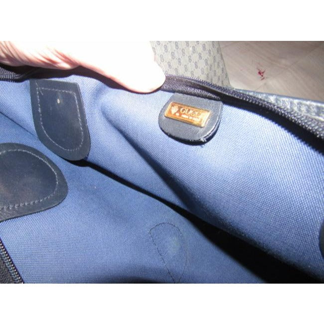 Gucci   Shades Of Blue Coated Canvas With Small G Logo Leather Red Navy Stripe