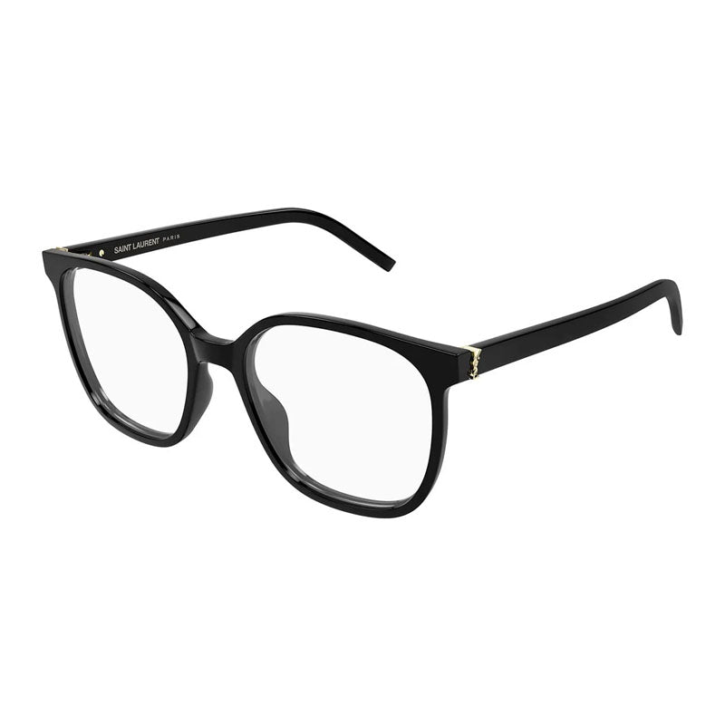 Saint Laurent Eyeglasses Square Full Rim, Shiny Black Frame and Clear Demo Lens Lens SLM155001
