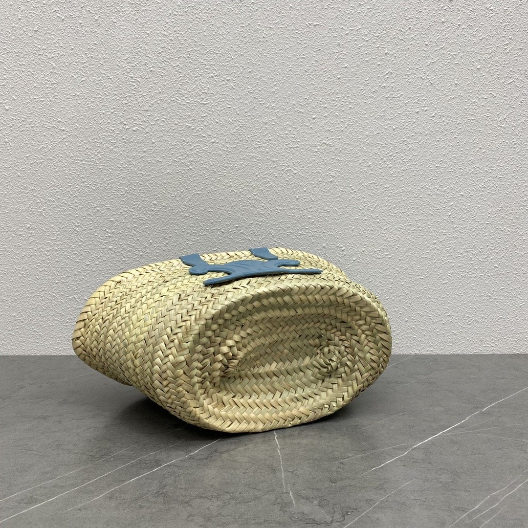 Top Quality Teen Triomphe Top Quality Classic Panier In Palm Leaves And Lizard Blue For Women 8in/20cm 