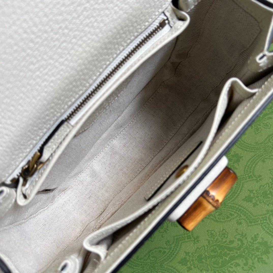 gg Bamboo 1947 Medium  Top Handle Bag White For Women, Women’s Bags 10in/26cm gg