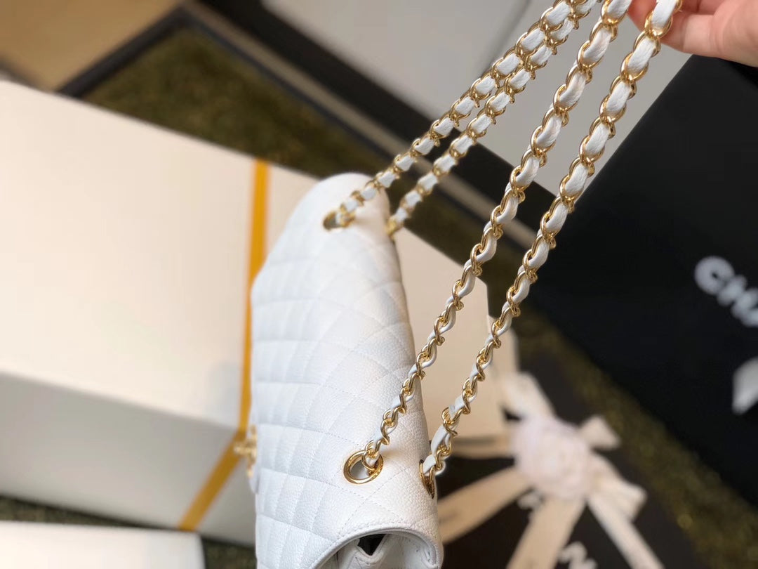 CHL Classic MeTop Qualityum Top Qualityapbag Golden Hardware White 10in/25.5cm
