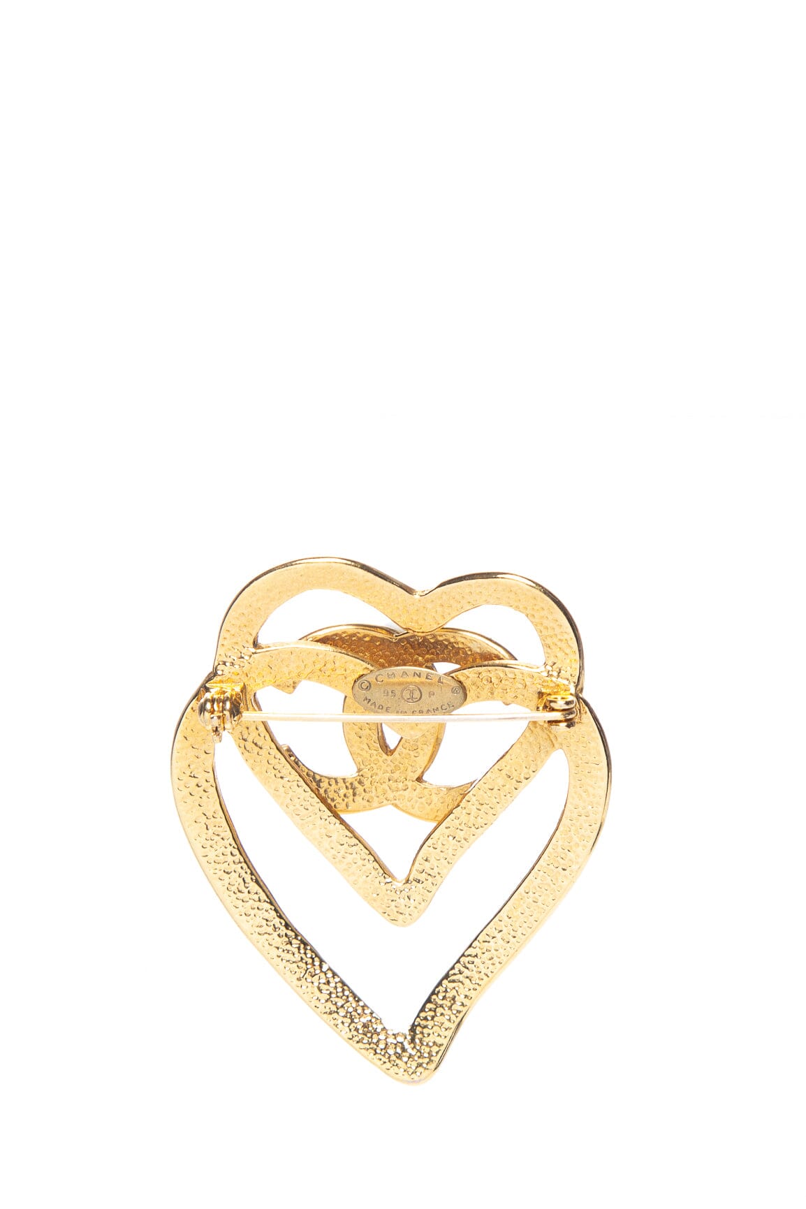 Chanel   1995 Spring Double Heart Gold Brooch