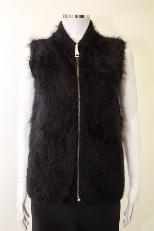 Prada S/S Angora Knit Gilet Black S
