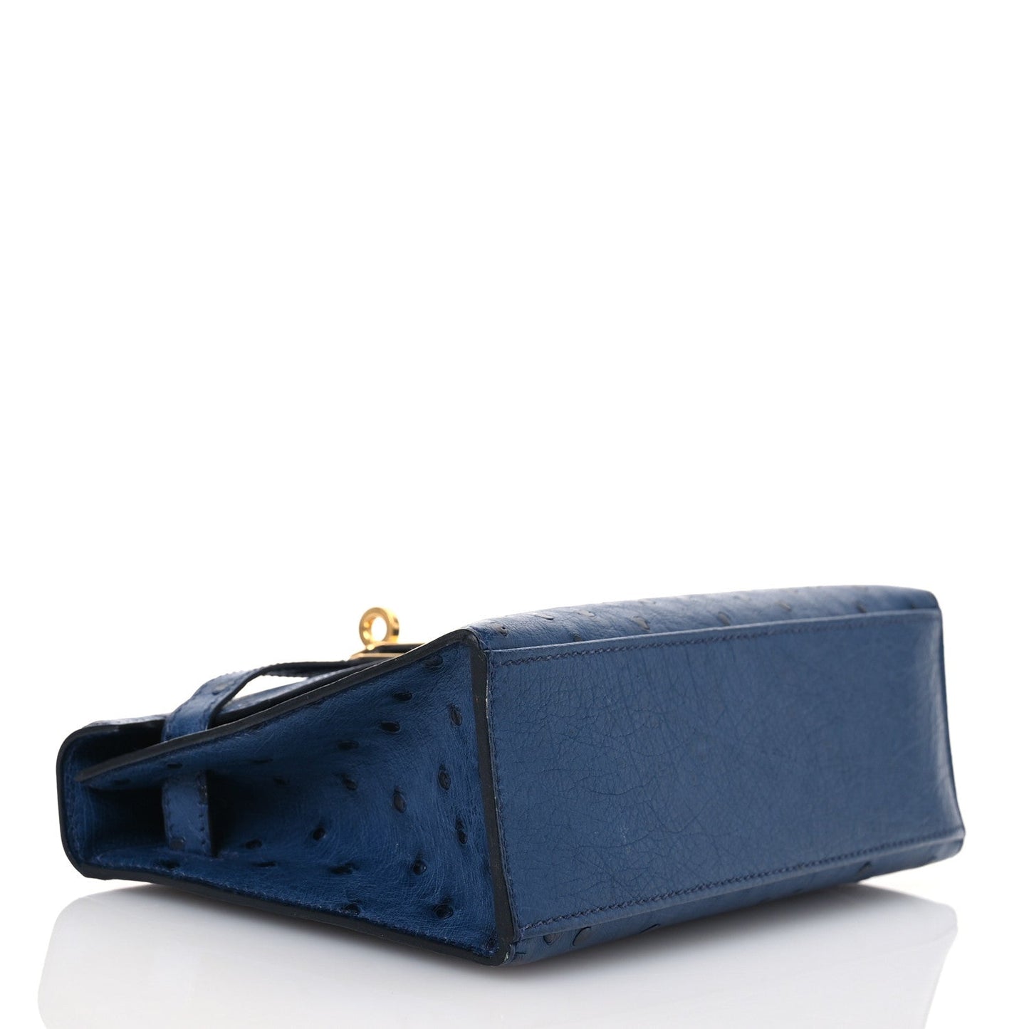 Hermes Ostrich Kelly Pochette Clutch Bleu Roi