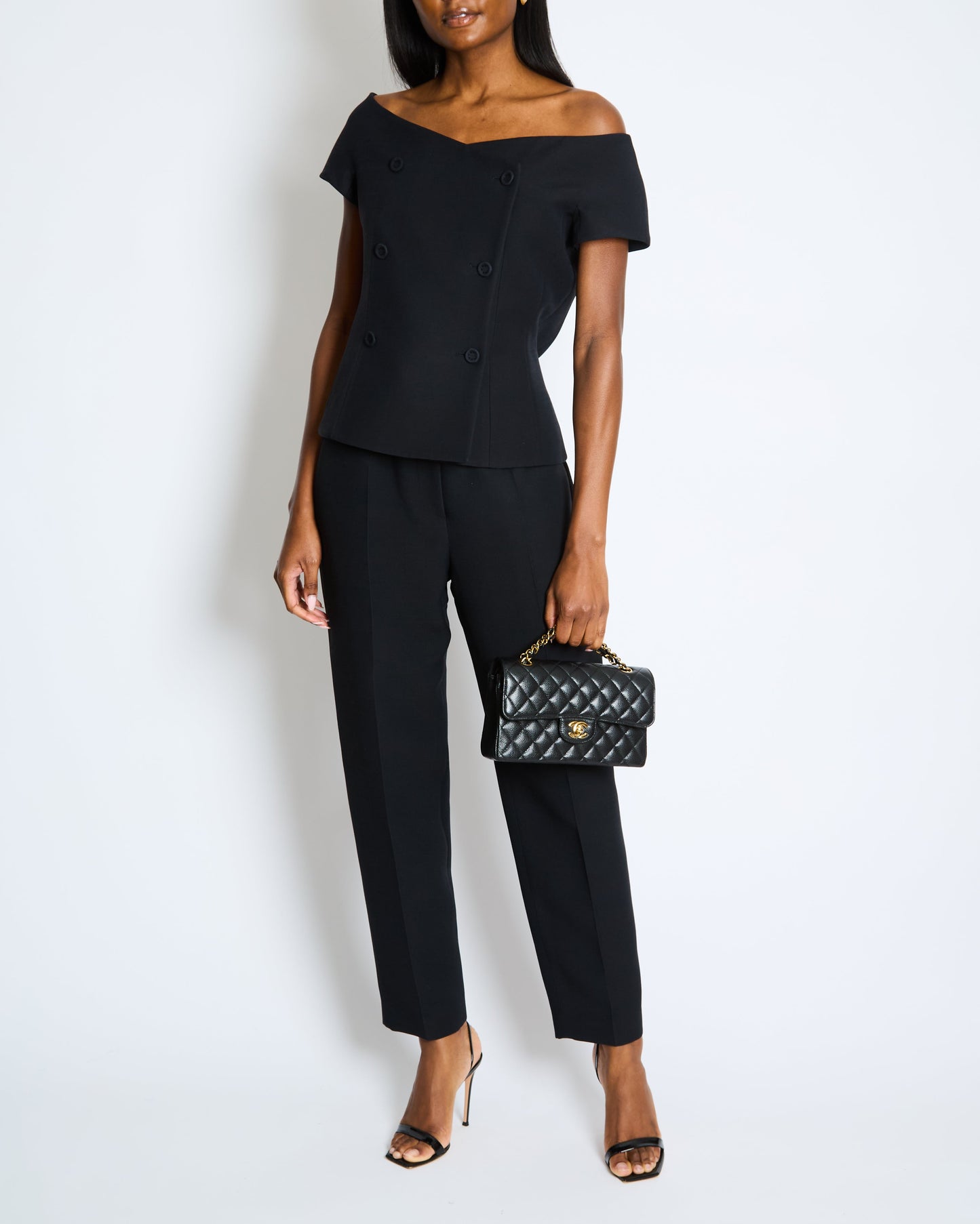 Christian Dior Off Shoulder Barr Jacket with Wide Leg Tro r Set Size UK 14 RRP Jacket £3200 Tro r RRP £1700