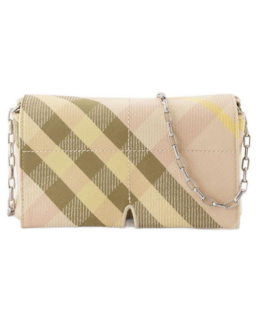 Burberry Check Pattern Eyeglass Case Chain Strap Women Pink | Pink Wallet On Chain