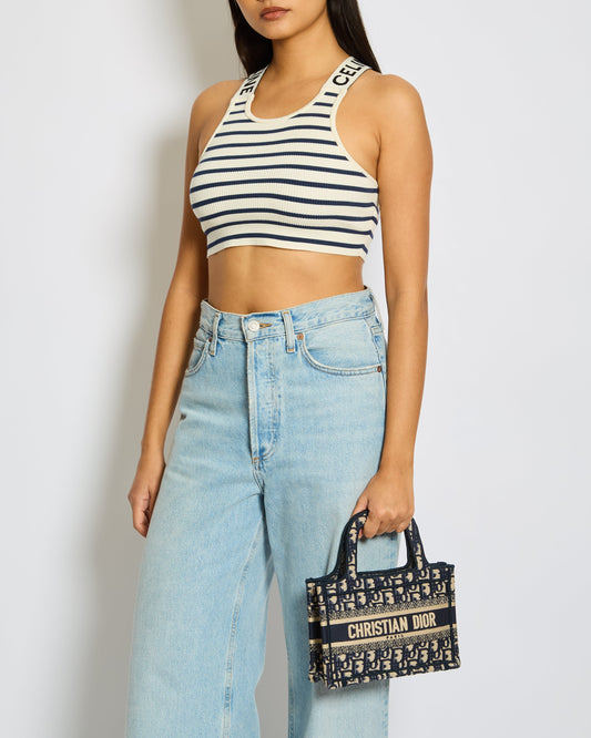 CŽline Striped Logo Knit Top Size M (UK 10)
