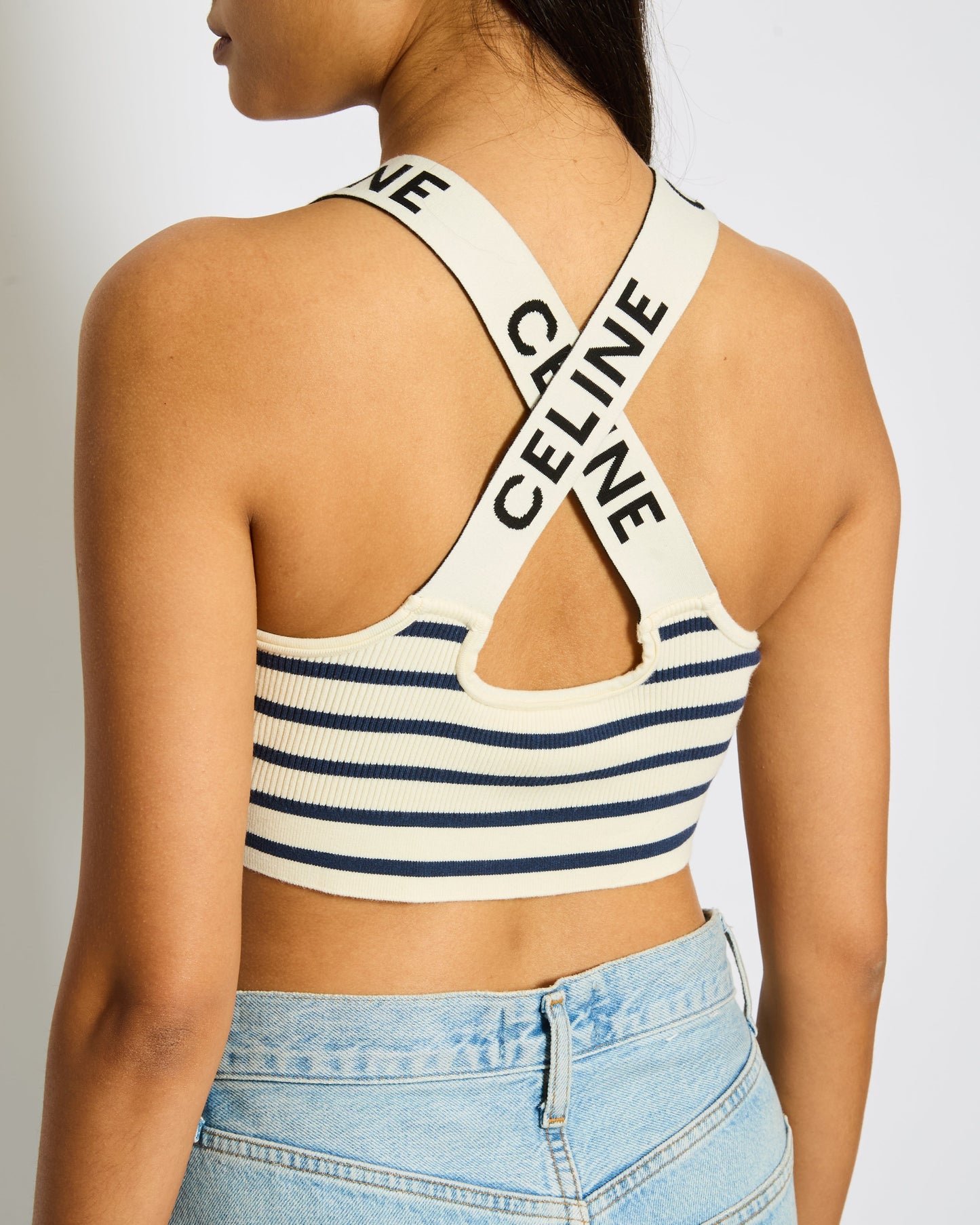 CŽline Striped Logo Knit Top Size M (UK 10)