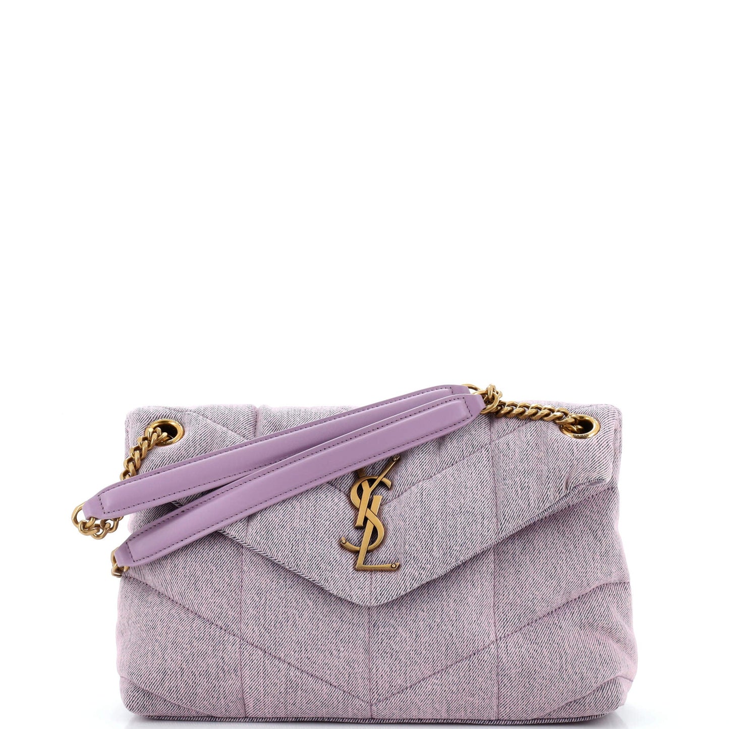 Luxury Saint Laurent Trending 2025 Loulou Puffer Shoulder Bag Quilted   Denim Small