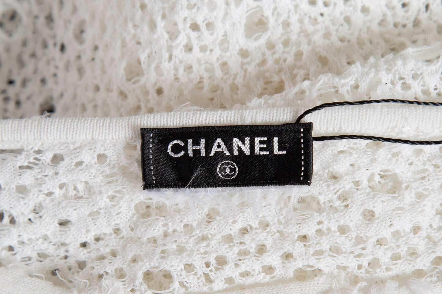 Chanel White Short Sleeve Crochet Blo  SZ M