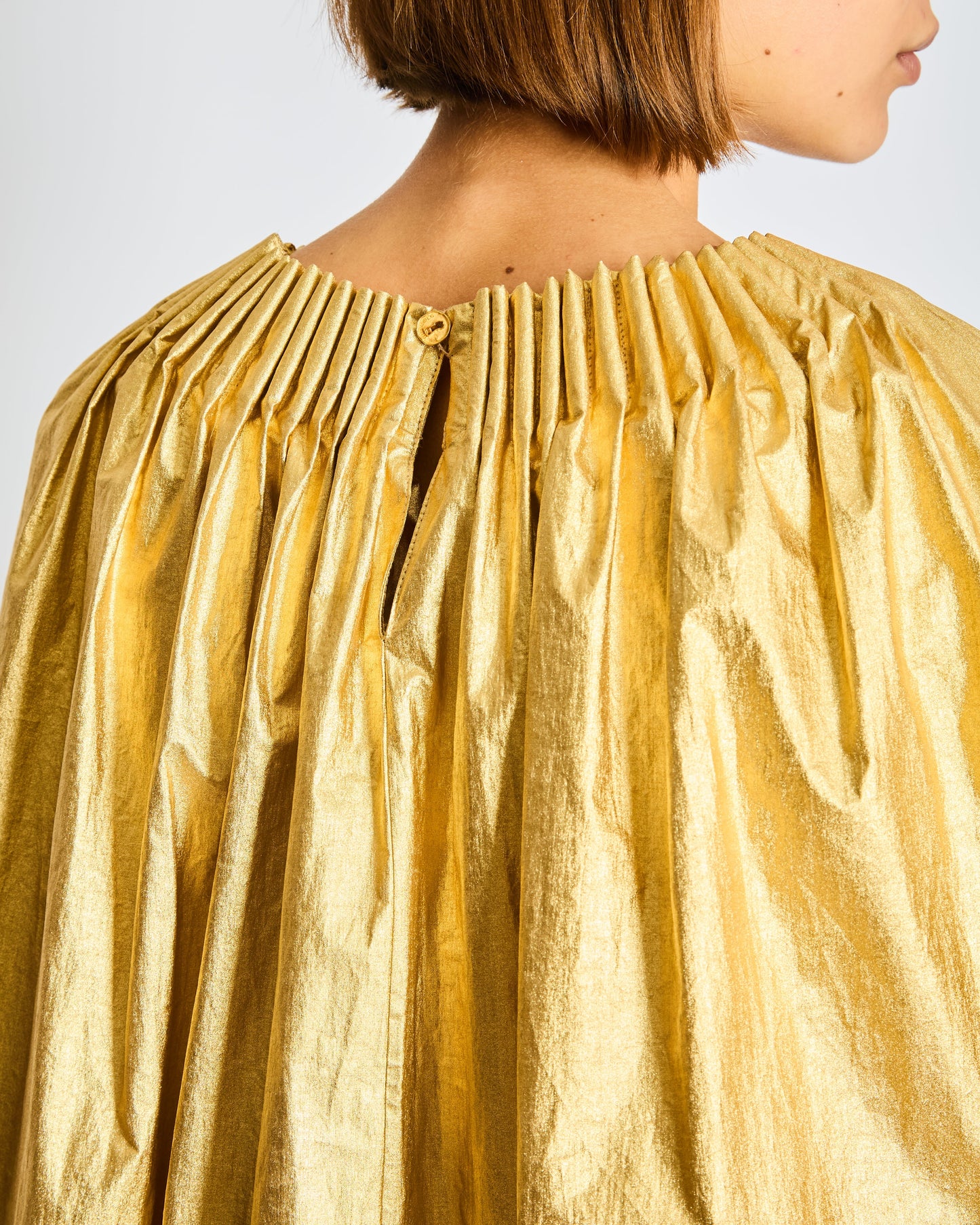 *CURRENT SEASON* Schiaparelli Gold Ruched Metallic Maxi Cape Dress Size FR 38 (UK 10)