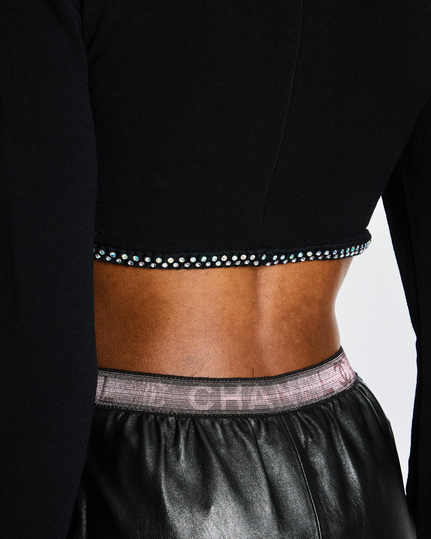 Chanel 24/C Black High Neck CC Crop Top with Scalloped Diamante Hem Size FR 38 (UK 10)