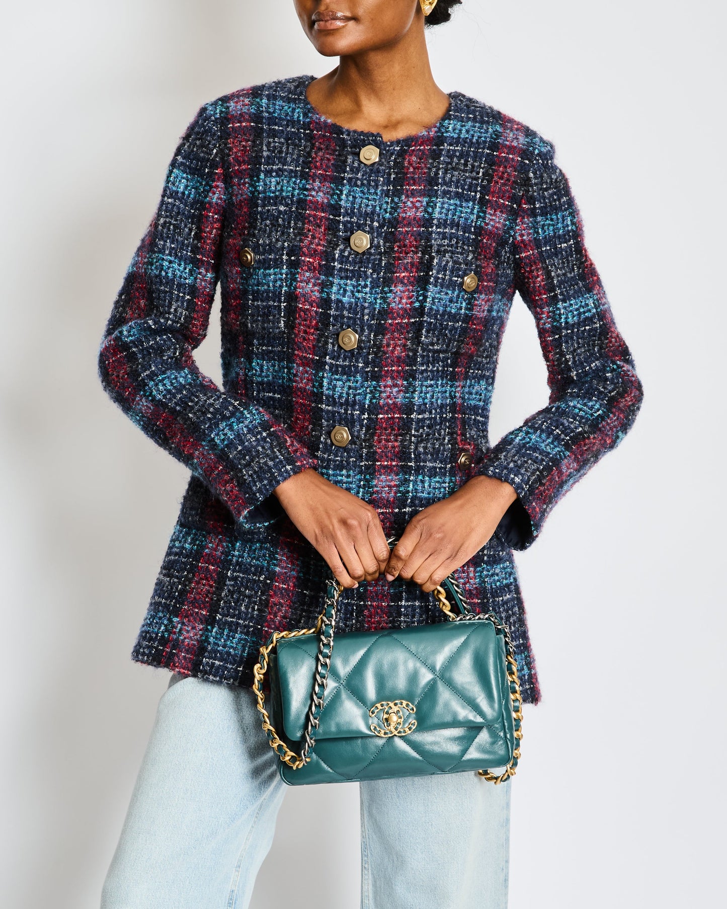 Chanel Navy Paris/Hamburg 2018 MŽtiers d'art Lesage Tweed Collarless Jacket Size FR 42 (UK 14)