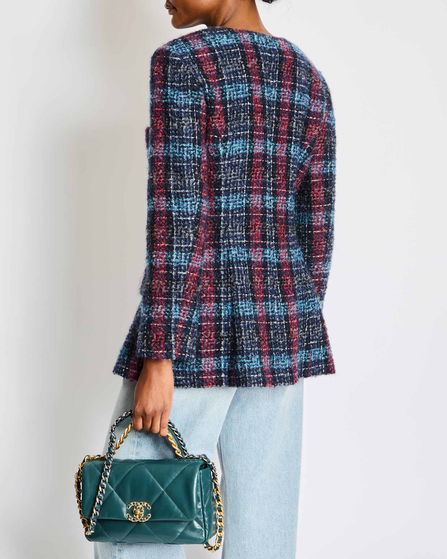 Chanel Navy Paris/Hamburg 2018 MŽtiers d'art Lesage Tweed Collarless Jacket Size FR 42 (UK 14)