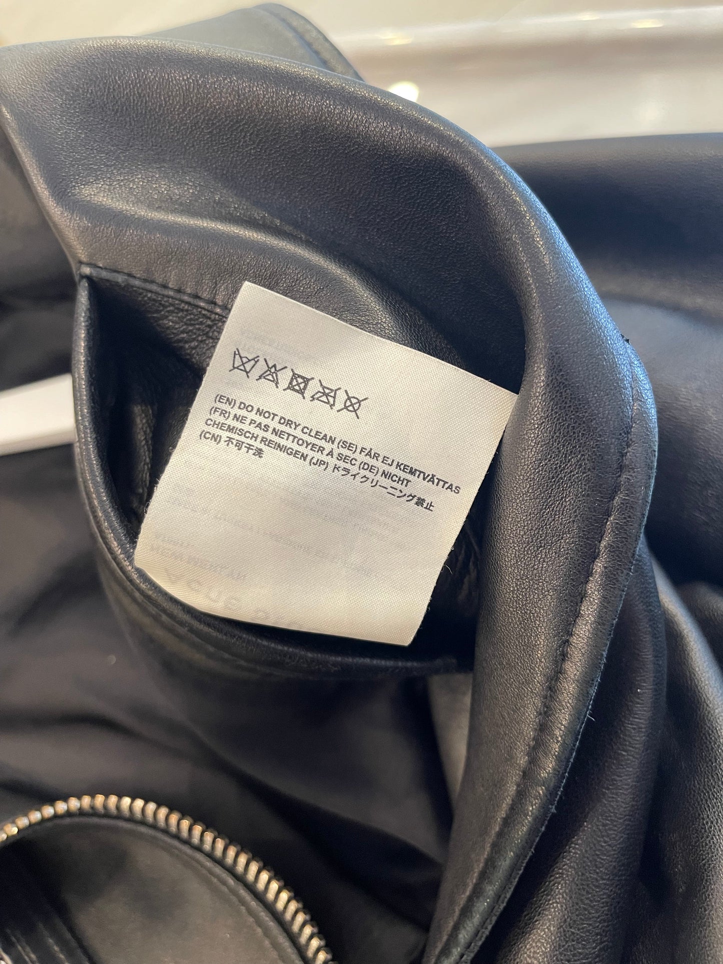 Acne Studios Black Lambskin Leather Biker Jacket with Pocket Details Size FR 36 (UK 8) RRP £1,600
