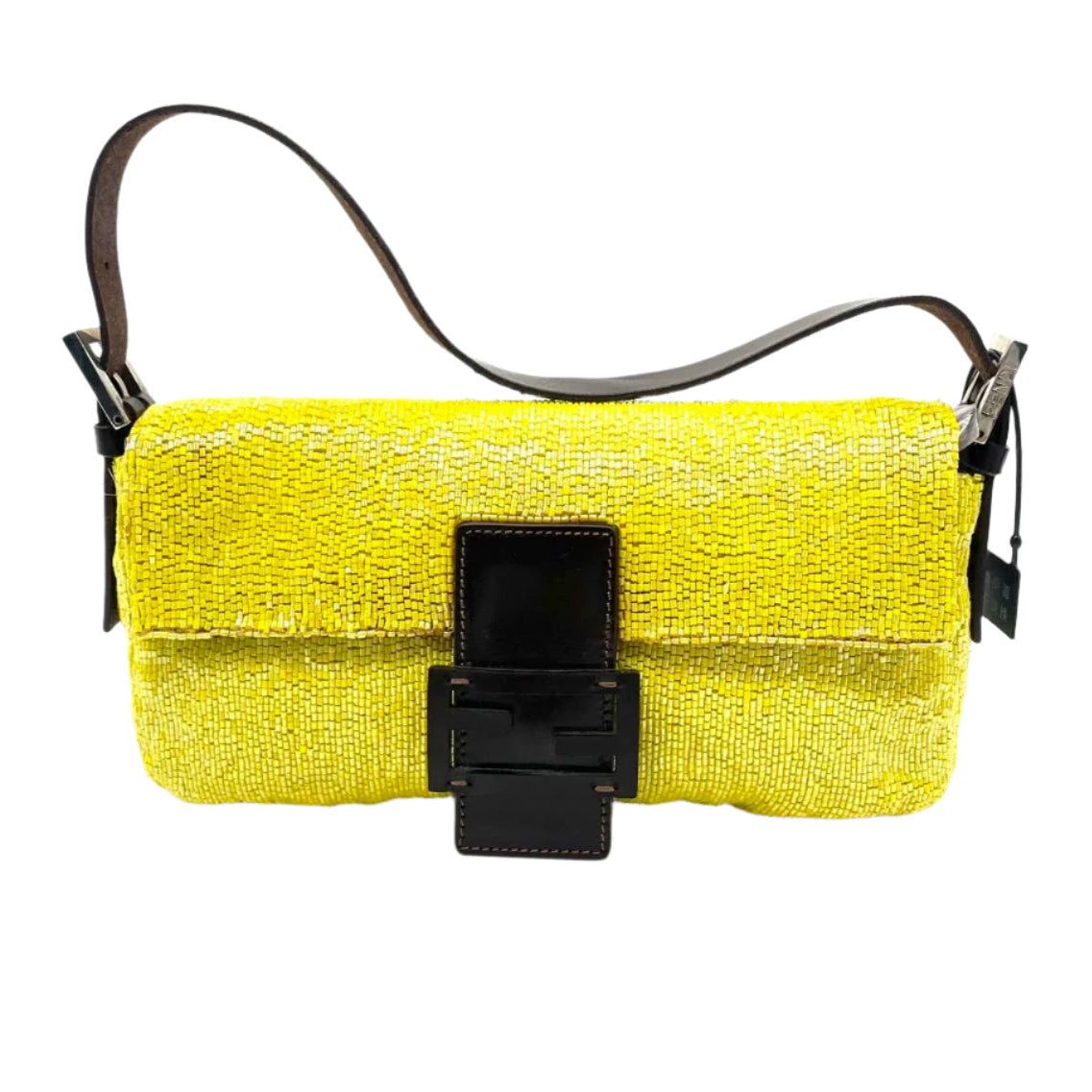 Fendi Baguette   Shoulder bag with Glitter Yellow Beads